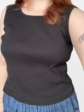 CB casual Black Ribbed Sleeveless Tank